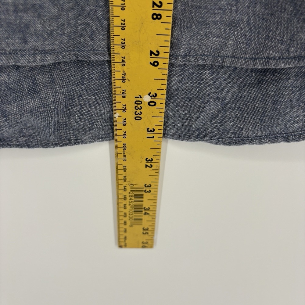 Outerknown Shirt Mens Extra Large Blue Chambray Button Up Short Sleeve Hemp - Picture 9 of 10